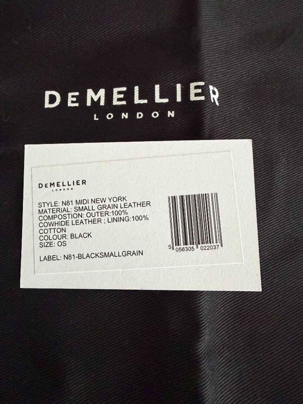 DeMellier the Midi New York textured black leather bag with cross body strap. - Picture 13 of 13